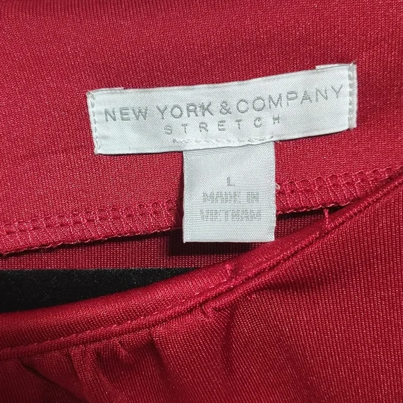 New York & Company Women's Large Red Stretch Zip Up Cocktail Dress Knee Length - Picture 3 of 7